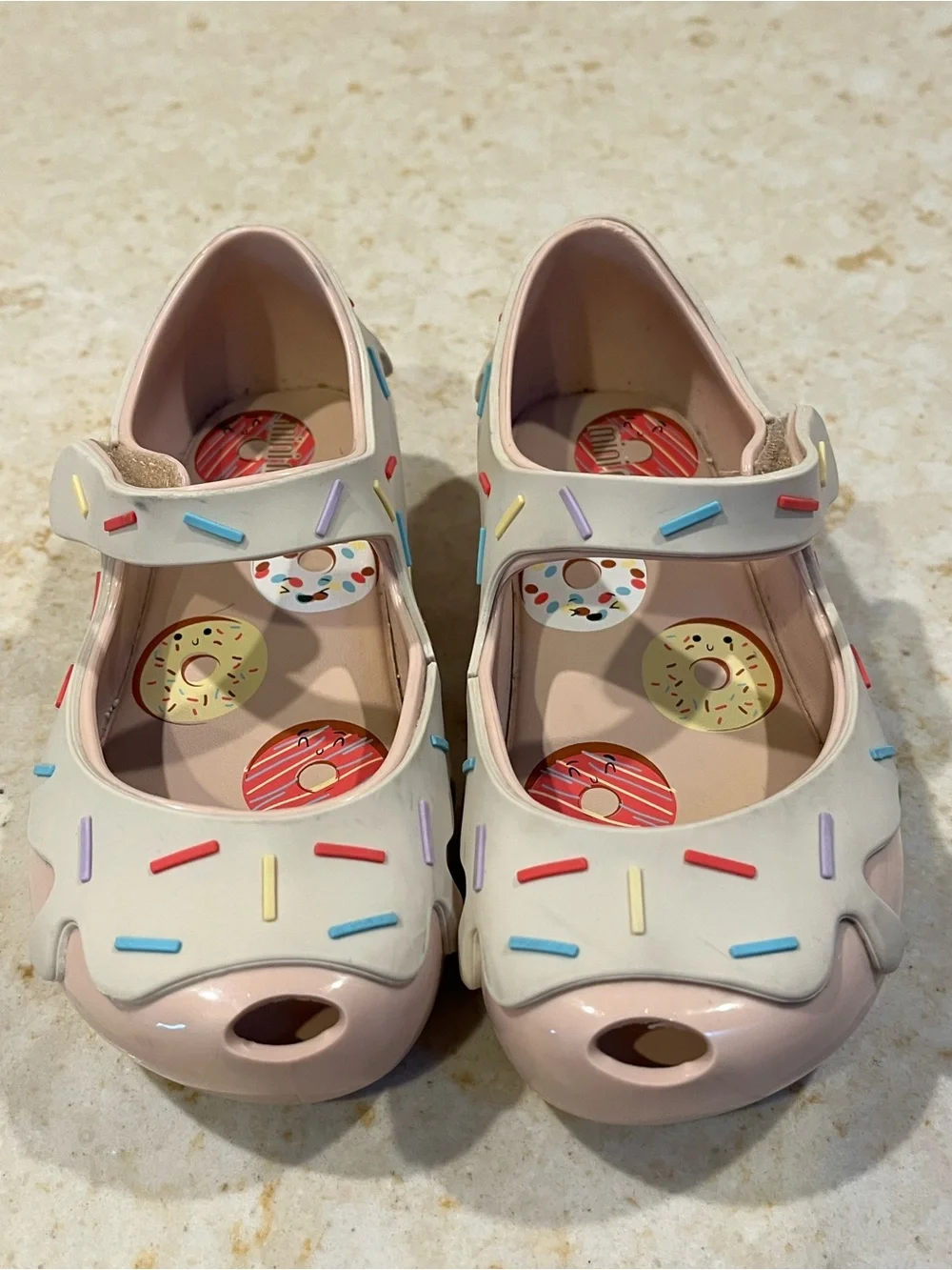 Mini Melissa Pink Donut Sandals with Multicolor Sprinkle Accents